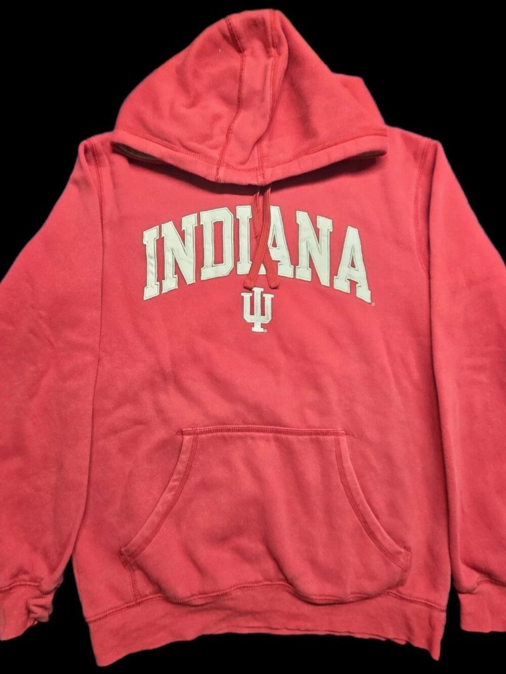 VTG Champion Elite Indiana University Hoodie Red Thermal Lined Hood Sz Small